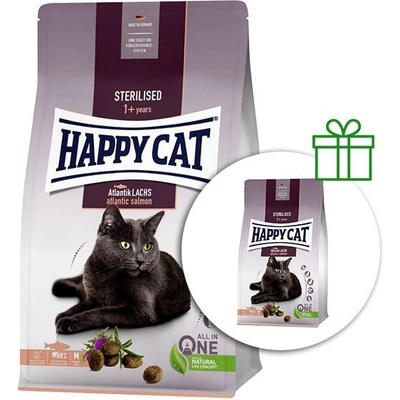 Happy Cat Sterilised Atlantik-Lachs / Losos 1, 3 kg 1+1 БЕЗПЛАТНО