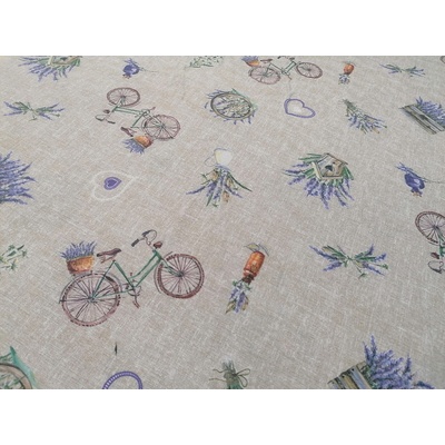 Dekorační látka LEVANDULE BICYKL 2 šíře 140 cm