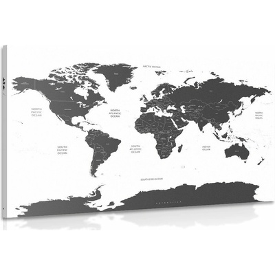 Obraz mapa sveta s jednotlivými štátmi v sivej farbe