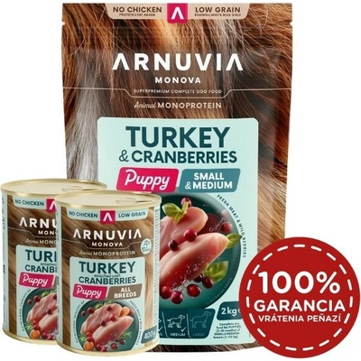 Arnuvia Monova Dog Puppy Small & Medium Turkey & Cranberries 2 kg