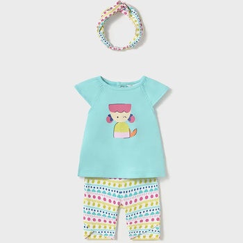 Mayoral Комплект ментова тениска, клин capri и лента за бебе момиче Майорал