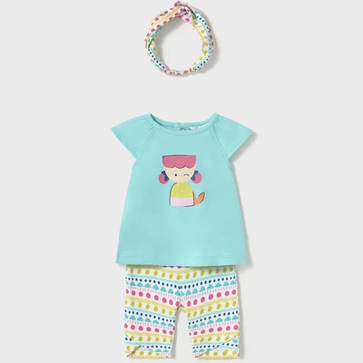 Mayoral Комплект ментова тениска, клин capri и лента за бебе момиче Майорал