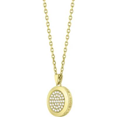 Hugo Boss Oslnivý pozlátený náhrdelník s kryštálmi medallion 1580300