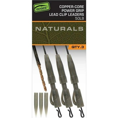 Fox Montáž Edges Naturals Copper Core Power Grip Lead Clip Leaders 3 ks