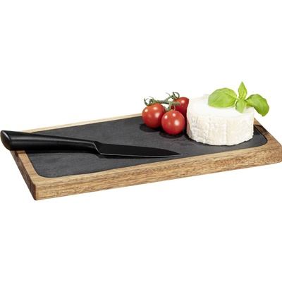 Wenko Dřevěný servírovací talíř v černo-přírodní barvě 30 x 15 cm