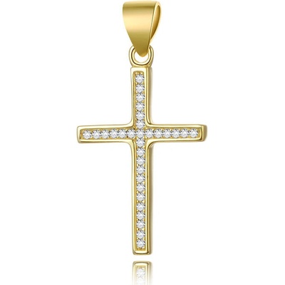 Beneto Pozlacený stříbrný přívěsek Křížek AGH592 GOLD