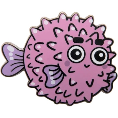 Leon Romer kovový pin Baby Puffer Fish růžová 25 mm