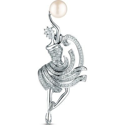 JwL Luxury Pearls Elegantná brošňa tanečnice s pravou perlou JL0875