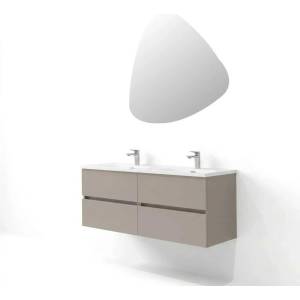 ASIR GROUP Комплект окачен долен шкаф 120 см с двойна мивка и LED огледало Asir Simple 5 кафе мат (263LVS1214)