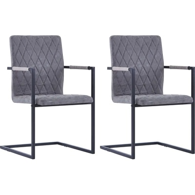 vidaXL Конзолни трапезни столове, 2 бр, тъмносиви, изкуствена кожа (281679)