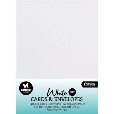 Přání a obálky Studio Light, 12,7x17,8 cm, 10 ks - bílé