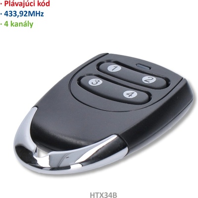 Kovoinox T3401 - 4-kanálový vysílač, ovladač, plovoucí kód, černý