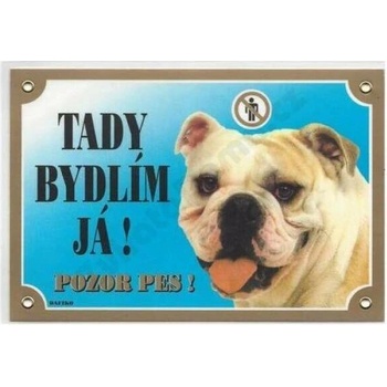 Dafiko Barevná cedulka Pozor pes - Buldog anglický