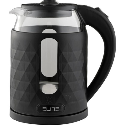 Elite Електрическа кана elite gek-1229bl, Стъклен корпус, Черен (71229)