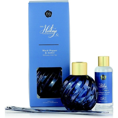 Aschleigh & Burwood sada skleněný difuzér Blue s náplní Black Pepper & Amber 150 ml