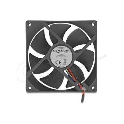 Delock Axial Fan 24 V DC 92 x 92 x 25 mm Black 67302