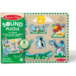 Melissa & Doug дървен пъзел със звуци на животни от зоопарка (6075218_ZOO)
