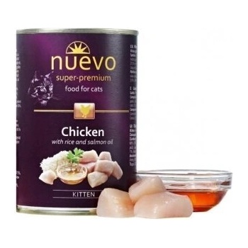 nuevo Chicken with rice and salmon oil Kitten пилешко с ориз и масло от сьомга за малки котенца до 1г 400gr