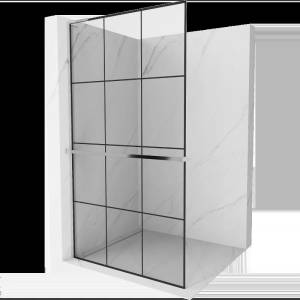 Mexen Kioto+ L дял за душ с рафт Walk-in 100 x 200 cm, черна решетка, хром - 800-100-123-01-77 (800-100-123-01-77)