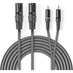 Nedis COTH15210GY30 балансиран/симетричен полупрофесионален аудиокабел XLR, 2x XLR 3 пина мъжки - 2x RCA мъжки, 3 м (COTH15210GY30)
