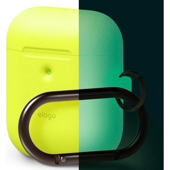 elago Защитен калъф Elago Airpods Silicone Hang Case, за Apple Airpods 2, силиконов, с карабинер, жълт фосфор (EAP2SC-HANG-NYE / 40966)