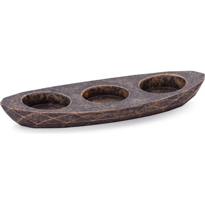 Svícen DIAMOND BASIC na 3 svíčky - DARK STONE, modrá, okrová a černá, lak mat