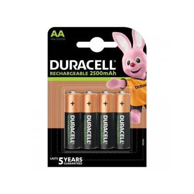 Duracell Акумулаторна батерия DURACELL R6 AA, 2500mAh NiMH, 1.2V, 4 бр. в опаковка (DUR-BR-AA-2500MAH-4PK)