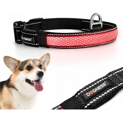 DOGNESS Reflexní obojek s LED nastavitelný pásek