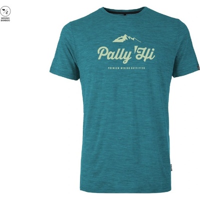 Pally'Hi Men's T-Shirt Classic Peak Logo Chinook Blue pánské funkční tričko merino