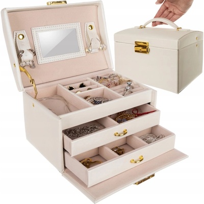 Beautylushh Кутия за бижута, органайзер с огледало и чекмеджета (6347)