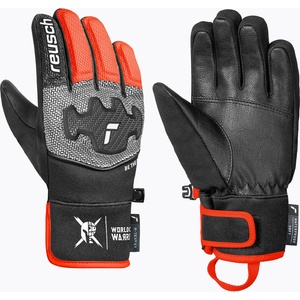 Reusch Детски скиорски ръкавици Reusch Worldcup Warrior Prime R-Tex XT black/silver/fluo red