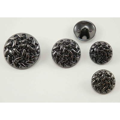 Luxusný kovový gombík - hrubá výzdoba - lesklý - tmavé striebro - priemer 1,8 cm