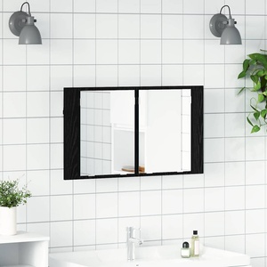 vidaXL Шкаф с огледало за баня Черния дъб 80 x 12 x 45 см (886228)