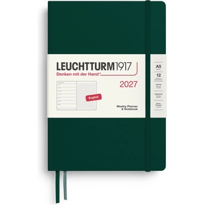 Leuchtturm1917 Weekly Calendar 2027 Dotted Medium (A5) with Notebook - Forest Green - January-December 2027 - 400262 (400262)