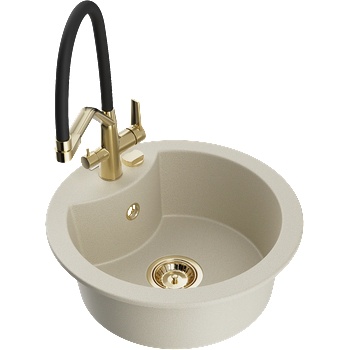 Mexen Diego гранитна мивка с 1 корито с кухненски смесител Duo, бежова (6512-69-671701-57-G)