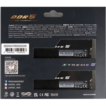 Patriot Viper Xtreme 5 DDR5 48GB 8000MHz CL38 (2x24GB) PVXR548G80C38K
