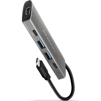 AXAGON HMC-5G2 5-портов USB3.2 Gen2x1 C USB3.0 HDMI хъб сребърен (HDMI2.0: 4K30Hz, USB: 60W 20V 3A) (HMC-5G2)