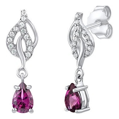 Silvego Strieborné náušnice Brandi s pravým granátom a čírymi Brilliance Zirconia FW15428EGR