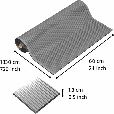 Notrax 406 Crossrib Sof-Tred Protiúnavová rohož s vrstvou Dyna-Shield a priečnym rebrovým vzorom sivá 60 cm x 18,3 m