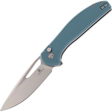 Bestechman Whalefin D2 Flat Stonewash + Satin with Blue G10 handle BMK18B