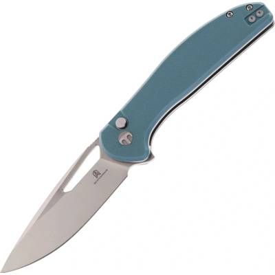 Bestechman Whalefin D2 Flat Stonewash + Satin with Blue G10 handle BMK18B