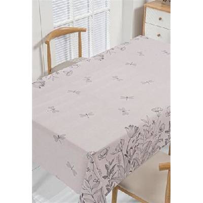 Obrus PVC MIS445, metráž, 20 m x 140 cm, kvety béžové s vážkami, IMPOL TRADE