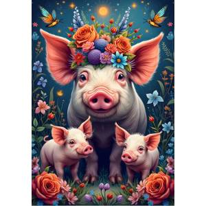 Alipson Puzzle - Puzzle Pig Family out for a Walk - 1 000 piese