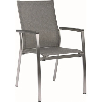 Stern Stohovatelné jídelní křeslo Mika, Stern, 56x64x92 cm, rám nerezová ocel, výplet textilen linen grey, Područky antracite
