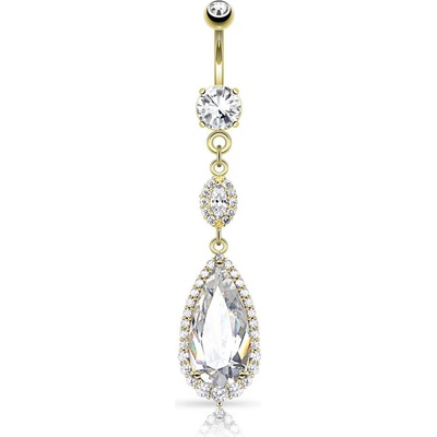 Marre luxusní zlacený piercing do pupíku HWN16004