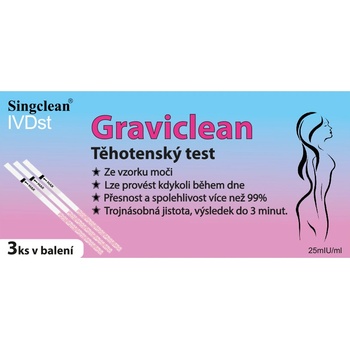 Graviclean těhotenský test Proužky 3 ks