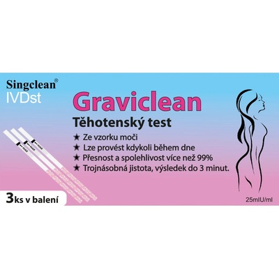 Graviclean těhotenský test Proužky 3 ks