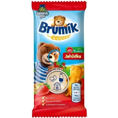 Opavia Brumík Jablkovo-jahodová náplň jemné pečivo 30 g