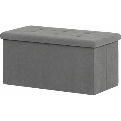 AUTRONIC Taburet s úložným priestorom, sivá menčestrová látka 37 × 77 × 38 cm