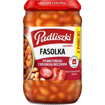 Pudliszki Fazuľa po bretónsky s klobásou a slaninou 610 g